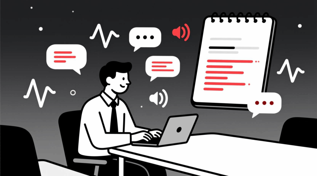 Canadian AI Guy illustration of AI transcribing AGM discussions to capture member feedback and ideas