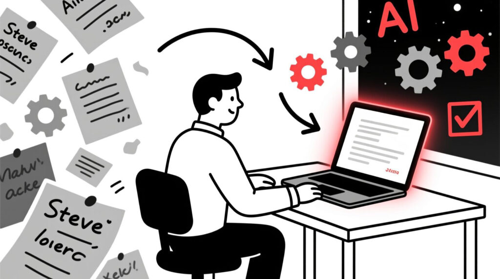 Canadian AI Guy illustration of AI transforming messy business notes into a clean, professional quote in minutes
