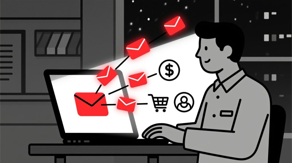 Canadian AI Guy illustration of AI-powered personalized emails creating stronger customer connections and higher ROI