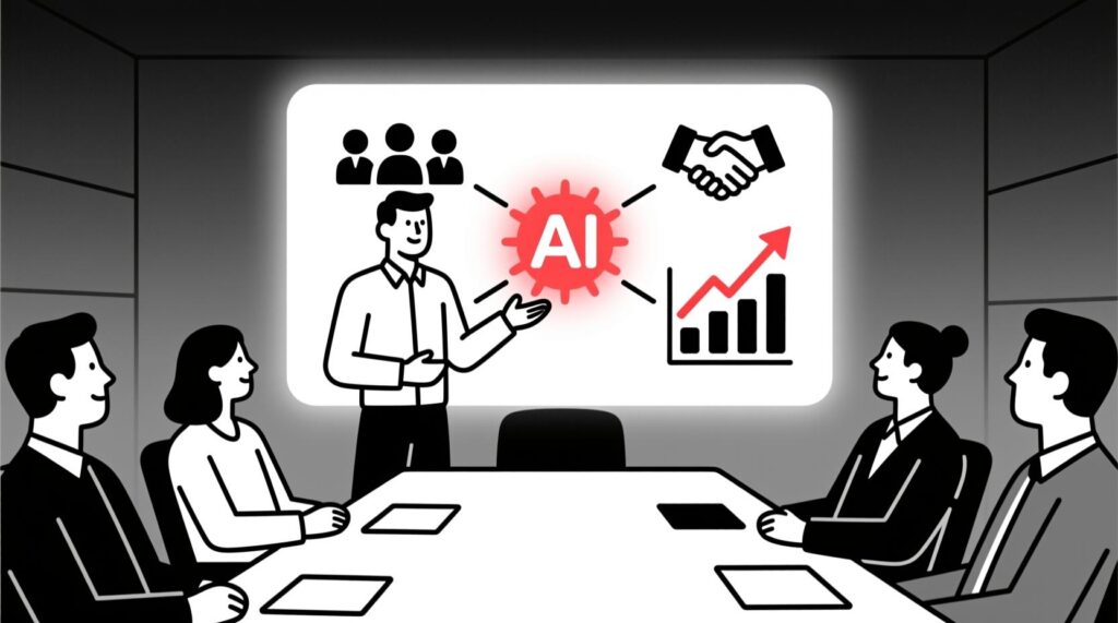 Canadian AI Guy illustration of an event organizer using AI insights to prove strategic leadership and member value