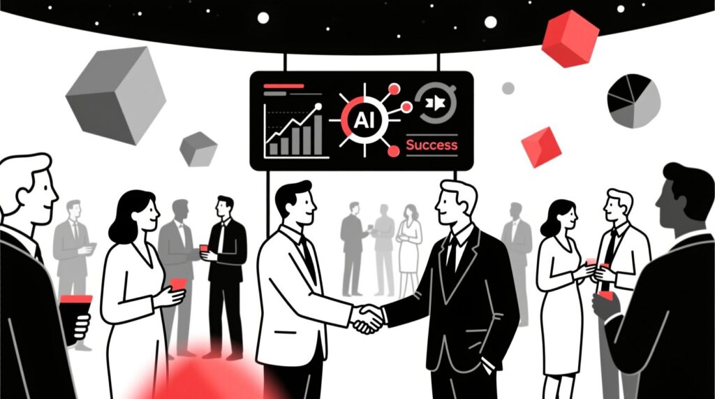 Canadian AI Guy illustration of AI measuring event success through connections and engagement rather than just headcount