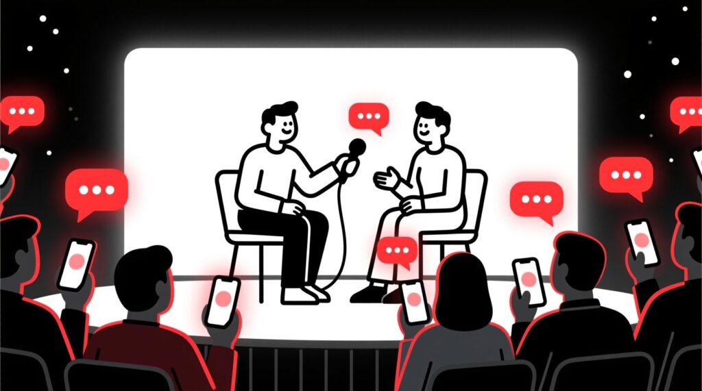 Canadian AI Guy illustration of a moderator giving audience members a voice through AI-powered panel questions