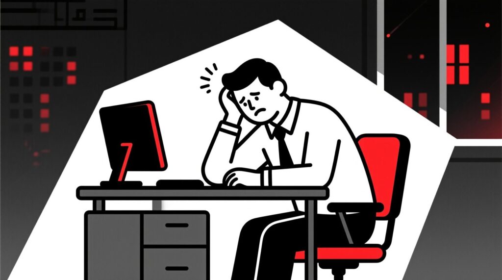 Canadian AI Guy illustration of a business owner overwhelmed by the hidden costs of endless online searching
