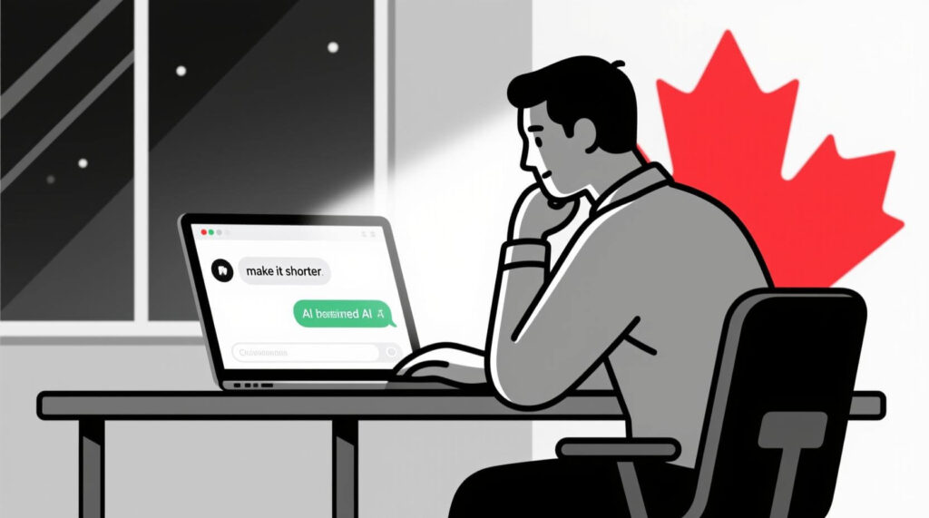 Small business owner refining an AI draft by giving feedback through a chat interface.